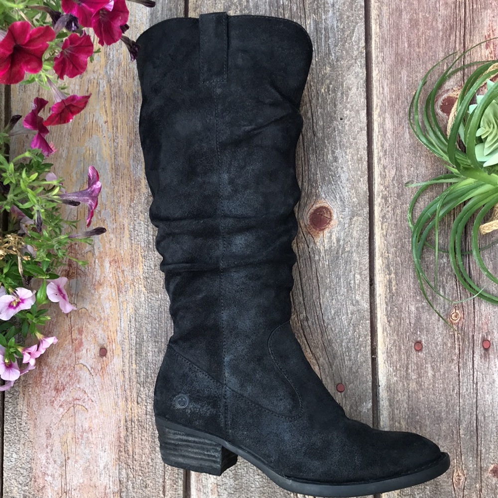 ☀️Born Barren Distressed Black Suede Tall Boot
